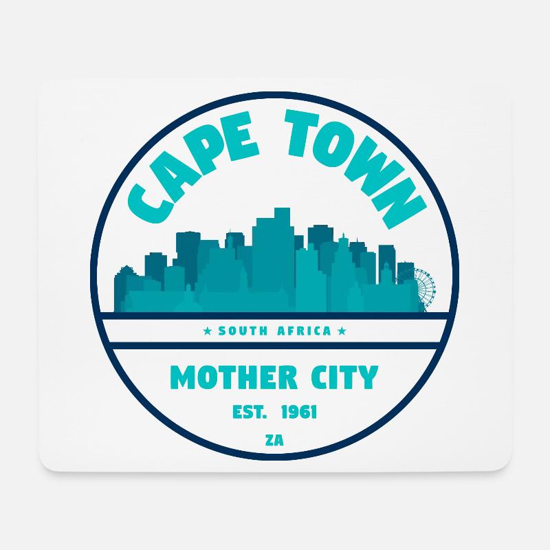 Cape Town Skyline Abzeichen - Mousepad (Querformat) - Weiß
