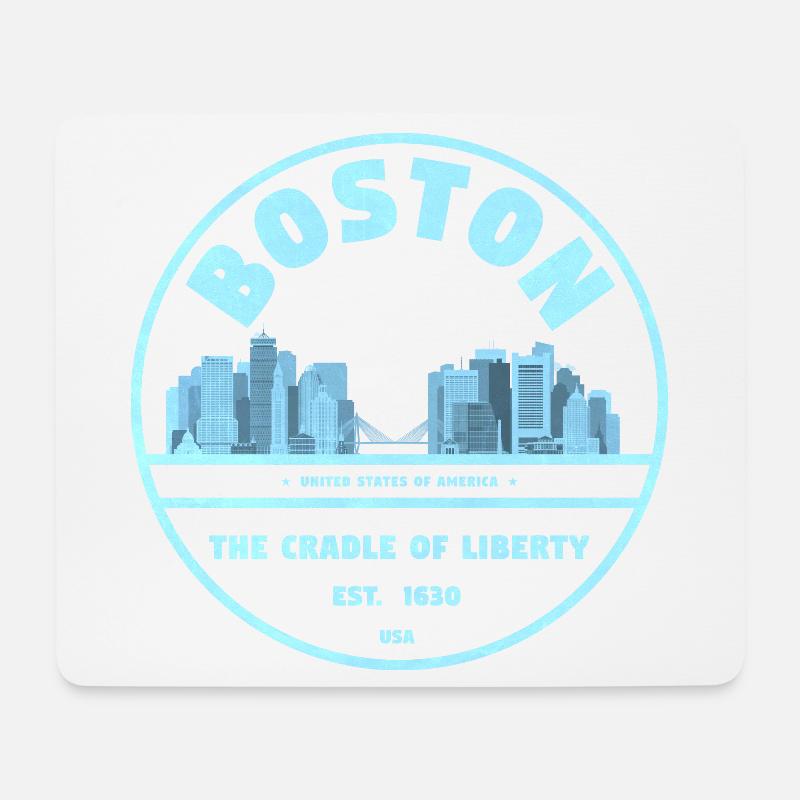 Boston Skyline Cradle of Liberty Badge - Mousepad (Querformat) - Weiß