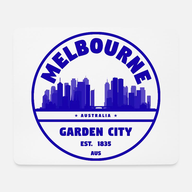 Melbourne Gartenstadt Skyline - Mousepad (Querformat) - Weiß