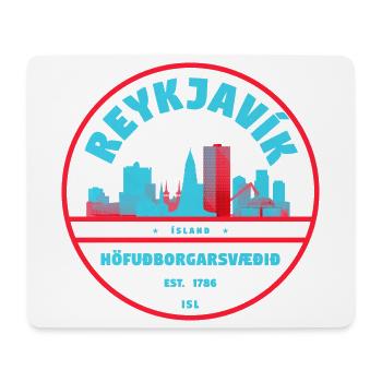 Reykjavík Skyline Stadtbadge - Mousepad (Querformat) - Weiß - Vorne