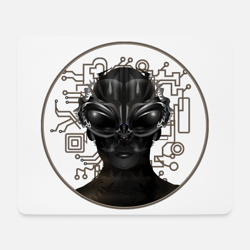 eindrucksvolles Portrait eines Ausserirdischen - Mousepad (Querformat) - Weiß