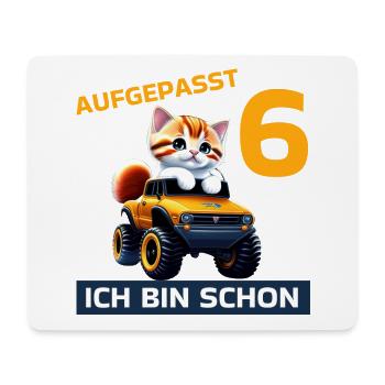 6. Geburtstag Katze auf Monstertruck 6 Jahre alt - Mousepad (Querformat) - Weiß - Vorne