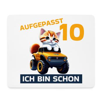 10. Geburtstag Katze auf Monstertruck 10 Jahre alt - Mousepad (Querformat) - Weiß - Vorne