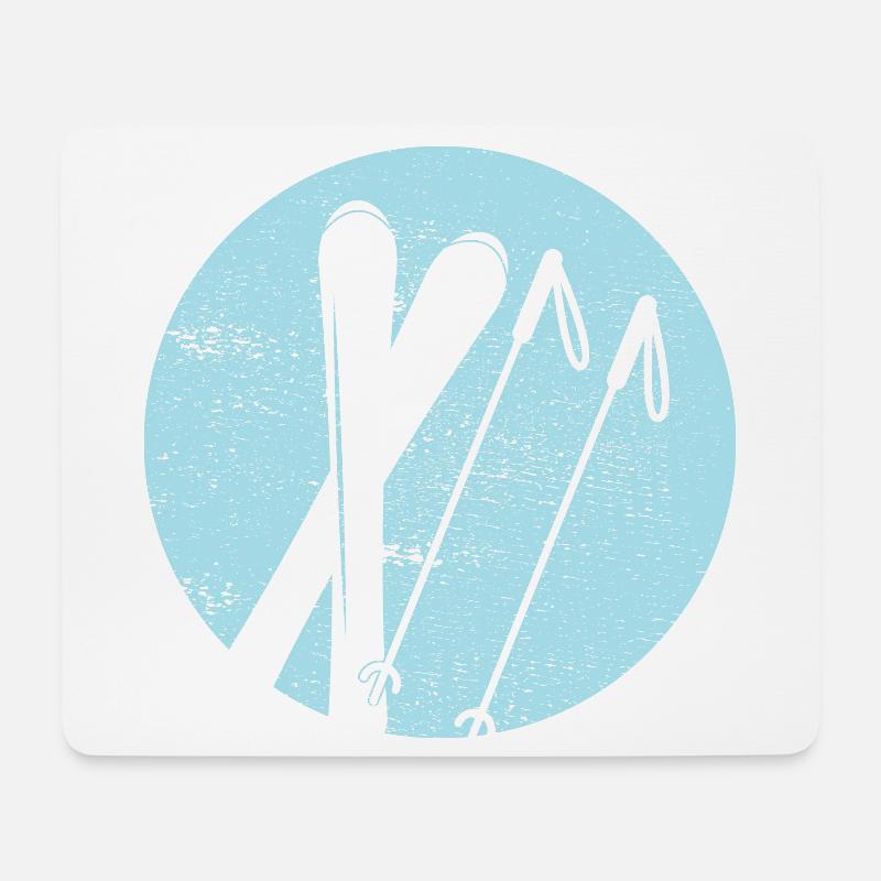Ski - Skiurlaub und Ski fahren Retro - Mousepad (Querformat) - Weiß