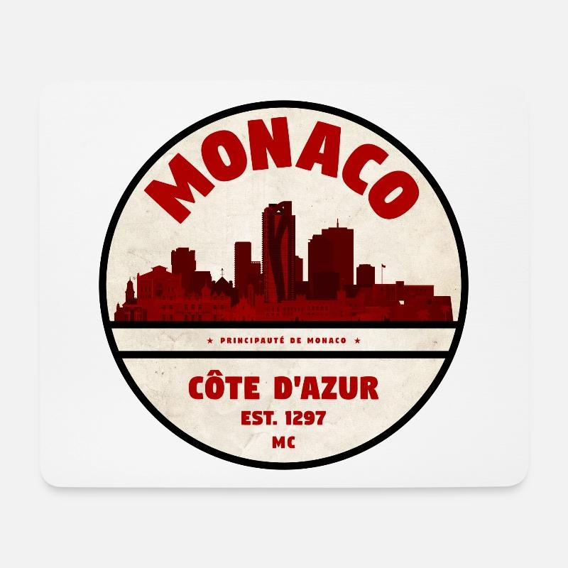 Monaco Côte d'Azur Vintage Skyline - Mousepad (Querformat) - Weiß