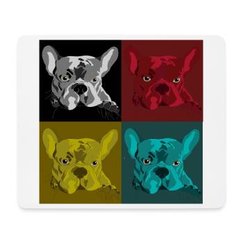 Frenchie Pop Art Quatre Couleurs - Tapis de souris (format paysage) - blanc - Devant