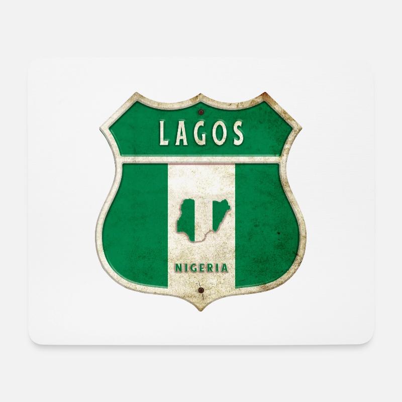 Lagos Nigeria Wappen Flaggen Design - Mousepad (Querformat) - Weiß