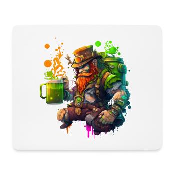Steampunk Leprechaun mit Hut und Fass - Mousepad (Querformat) - Weiß - Vorne