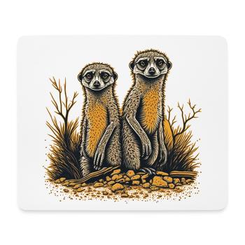 Deux suricates - Tapis de souris (format paysage) - blanc - Devant
