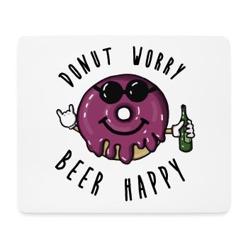 Donut worry, beer happy! Spruch Bier, Illustration - Mousepad (Querformat) - Weiß - Vorne