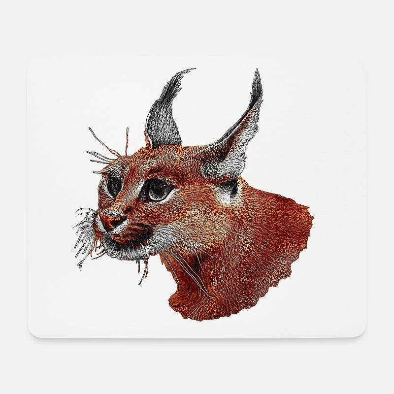 coole raubkatzen motive, karakal kopf - Mousepad (Querformat) - Weiß