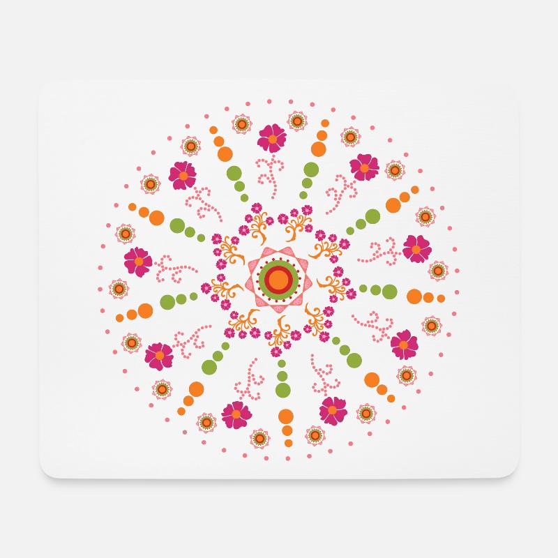 Mandala Frühling bunt - Mousepad (Querformat) - Weiß
