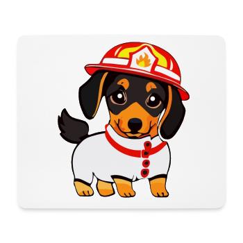 Dackel als Feuerwehrmann - Mousepad (Querformat) - Weiß - Vorne