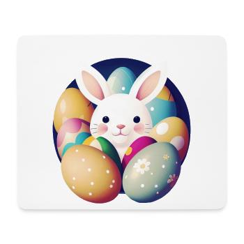 Lapin de Pâques avec des œufs de Pâques - Tapis de souris (format paysage) - blanc - Devant