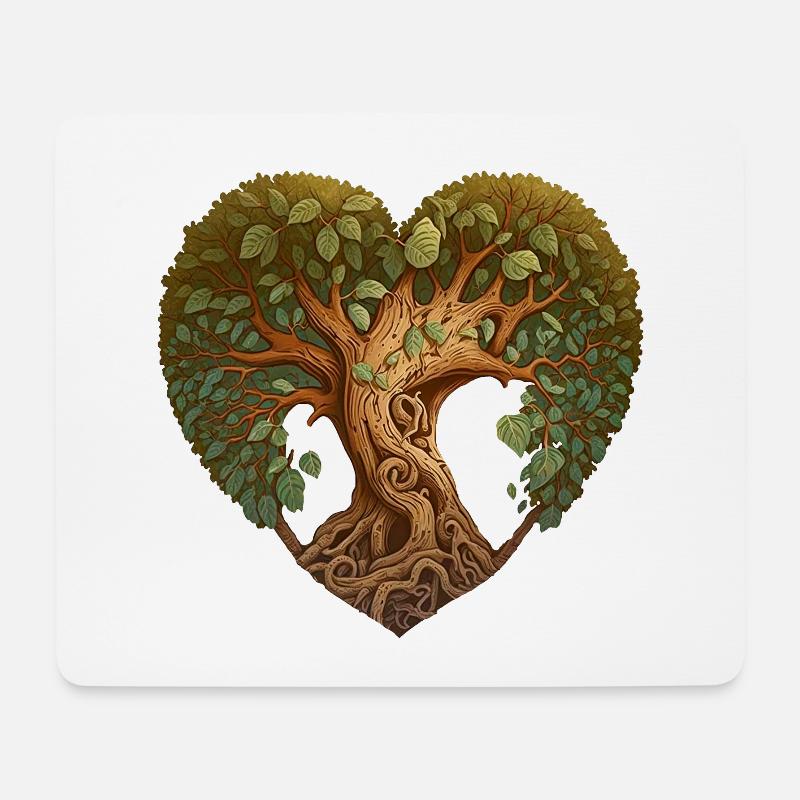Baum in einer Herzform, Herzbaum, Herz der Natur - Mousepad (Querformat) - Weiß