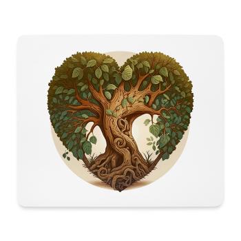 Arbre en forme de cœur, arbre de cœur avec arrière-plan - Tapis de souris (format paysage) - blanc - Devant