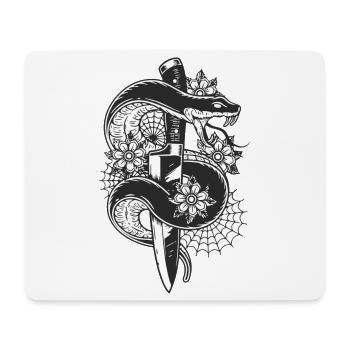 aggressive snake with knife - Mouse Pad (horizontal) - white - Front