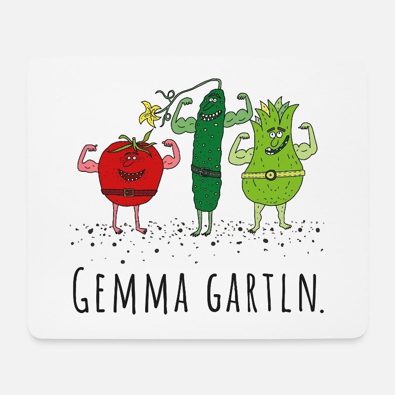 Gemüse - gemma gartln - Garten, Dialekt, Mundart - Mousepad (Querformat) - Weiß