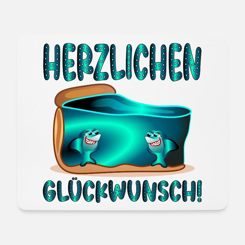 Herzlichen Glückwunsch - Hai Wassertiere lustig - Mousepad (Querformat) - Weiß