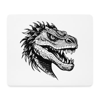 Drachenkopf Illustration schwarz Weiß - Mousepad (Querformat) - Weiß - Vorne