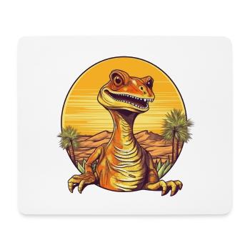 Illustration rétro dinosaure coucher de soleil - Tapis de souris (format paysage) - blanc - Devant