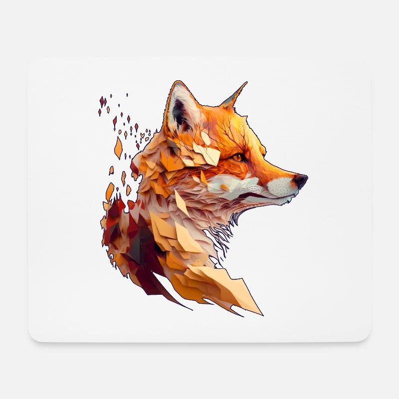 Polygon Fuchs Design, Hübscher Fuchs - Mousepad (Querformat) - Weiß