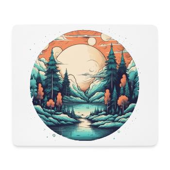 Mondlichtwald am See - Mousepad (Querformat) - Weiß - Vorne