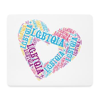 LGBTQIA+ Double Heart Word Cloud Gay Pride T-Shirt - Mouse Pad (horizontal) - white - Front