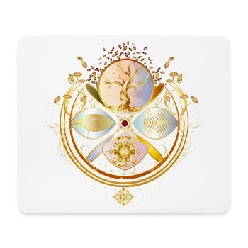 magisches Amulett, goldener Baum des Lebens Symbol - Mousepad (Querformat) - Weiß - Vorne