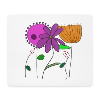 Blumenmotive mit bunten Blumen und Blättern - Mousepad (Querformat) - Weiß - Vorne