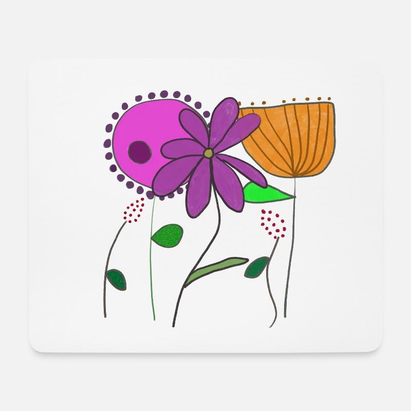 Blumenmotive mit bunten Blumen und Blättern - Mousepad (Querformat) - Weiß