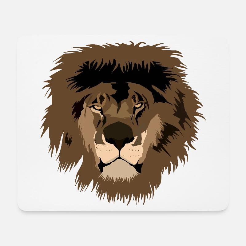 Löwenkopf-Illustration mit wilder Mähne - Mousepad (Querformat) - Weiß