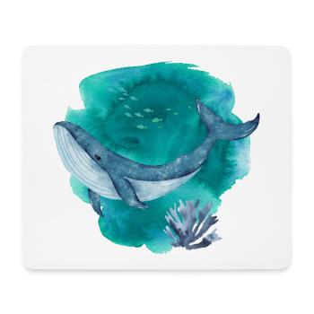 Blue Whale Watercolor – Ocean Wildlife Art - Mouse Pad (horizontal) - white - Front