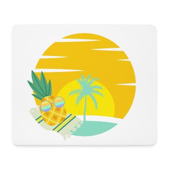 Pineapple with sunglasses on the beach - Mouse Pad (horizontal) - white - Front