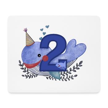 Zweiter Geburtstag Happy Birthday Kleiner Wal - Mousepad (Querformat) - Weiß - Vorne