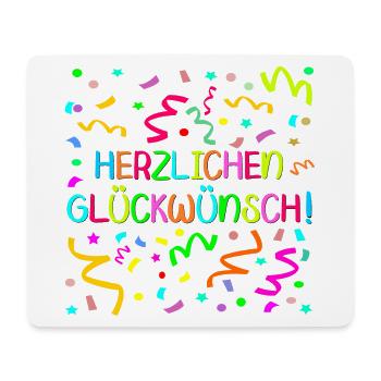 Herzlichen Glückwunsch Geburtstagsgrüße Konfetti - Mousepad (Querformat) - Weiß - Vorne