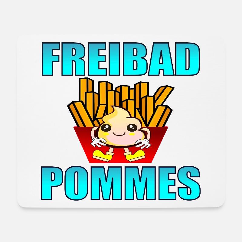FREIBAD POMMES FRITTEN SOMMER - Mousepad (Querformat) - Weiß