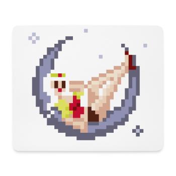 pixel pinup: girl on the moon - Mousepad (Querformat) - Weiß - Vorne