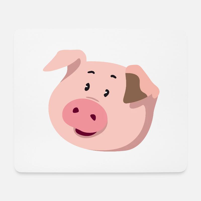 Schweinchen-Kopf – niedliche Tier Illustration - Mousepad (Querformat) - Weiß