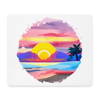 Aquarelle de plage de coucher de soleil d’été - Tapis de souris (format paysage) - blanc - Devant