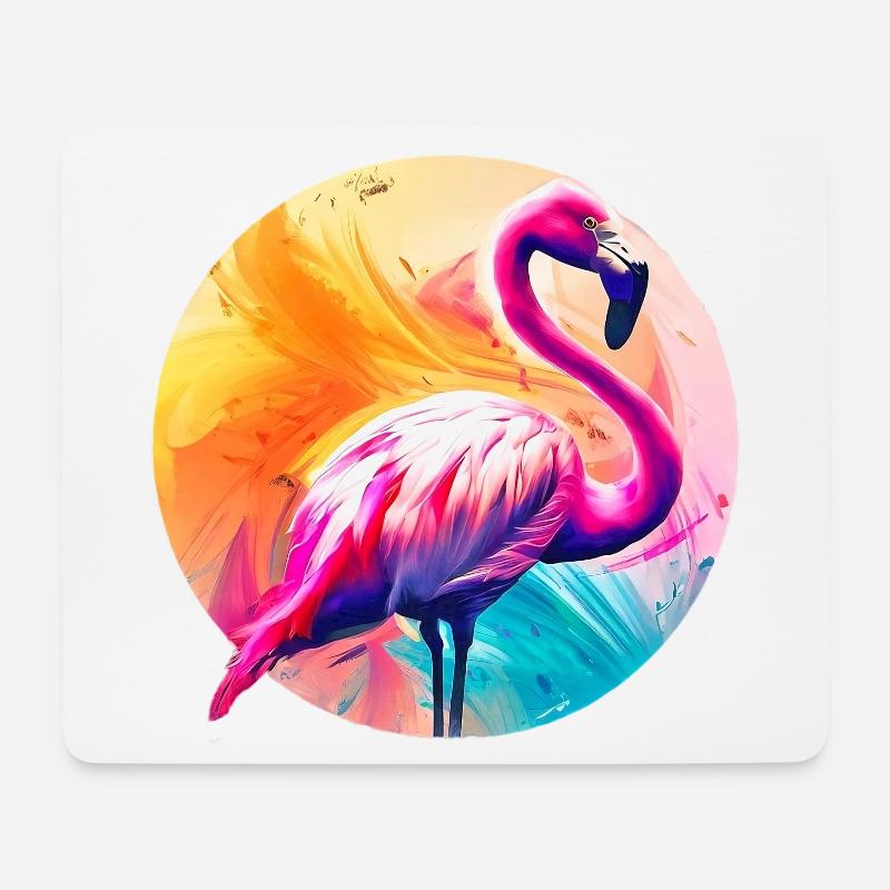 Rosa Flamingo - Mousepad (Querformat) - Weiß