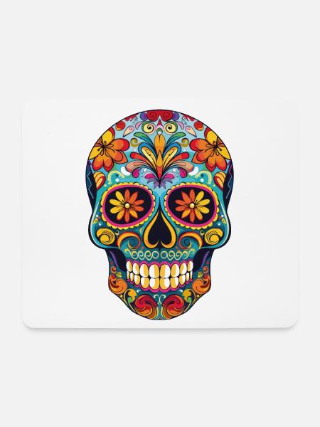 Farbenfroher Totenkopf Muster - Mousepad (Querformat) - Weiß