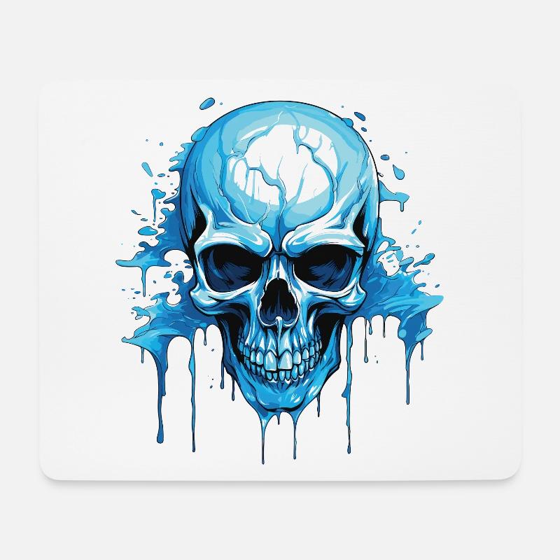Blue Skull Ink Flow - Mouse Pad (horizontal) - white