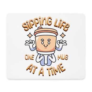 Schlürfen des Lebens Lustiger Kawaii-Kaffee - Mousepad (Querformat) - Weiß - Vorne