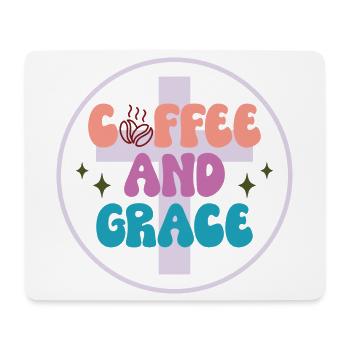 Kaffee und Gnade Motiv Design - Mousepad (Querformat) - Weiß - Vorne