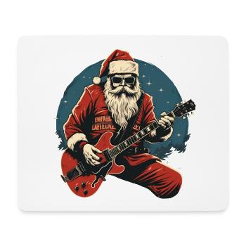 Rocking Santa Claus Santa with Electric Guitar - Mouse Pad (horizontal) - white - Front