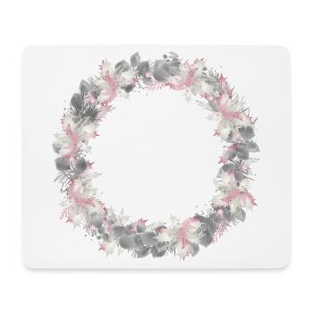 silberfarbener Kranz aus Eukalyptus und Stechpalme - Mousepad (Querformat) - Weiß - Vorne