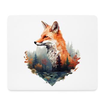 Geometrischer Fuchs mit Wald in Dreieck Optik - Mousepad (Querformat) - Weiß - Vorne