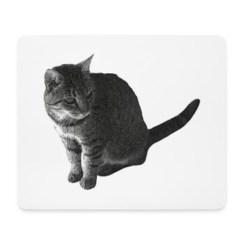Katze sitzend, schwarz-weiß, tabby Motive - Mousepad (Querformat) - Weiß - Vorne