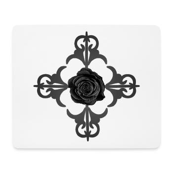 kreuze, Ranken, Rosenblüte, Gothic motive - Mousepad (Querformat) - Weiß - Vorne